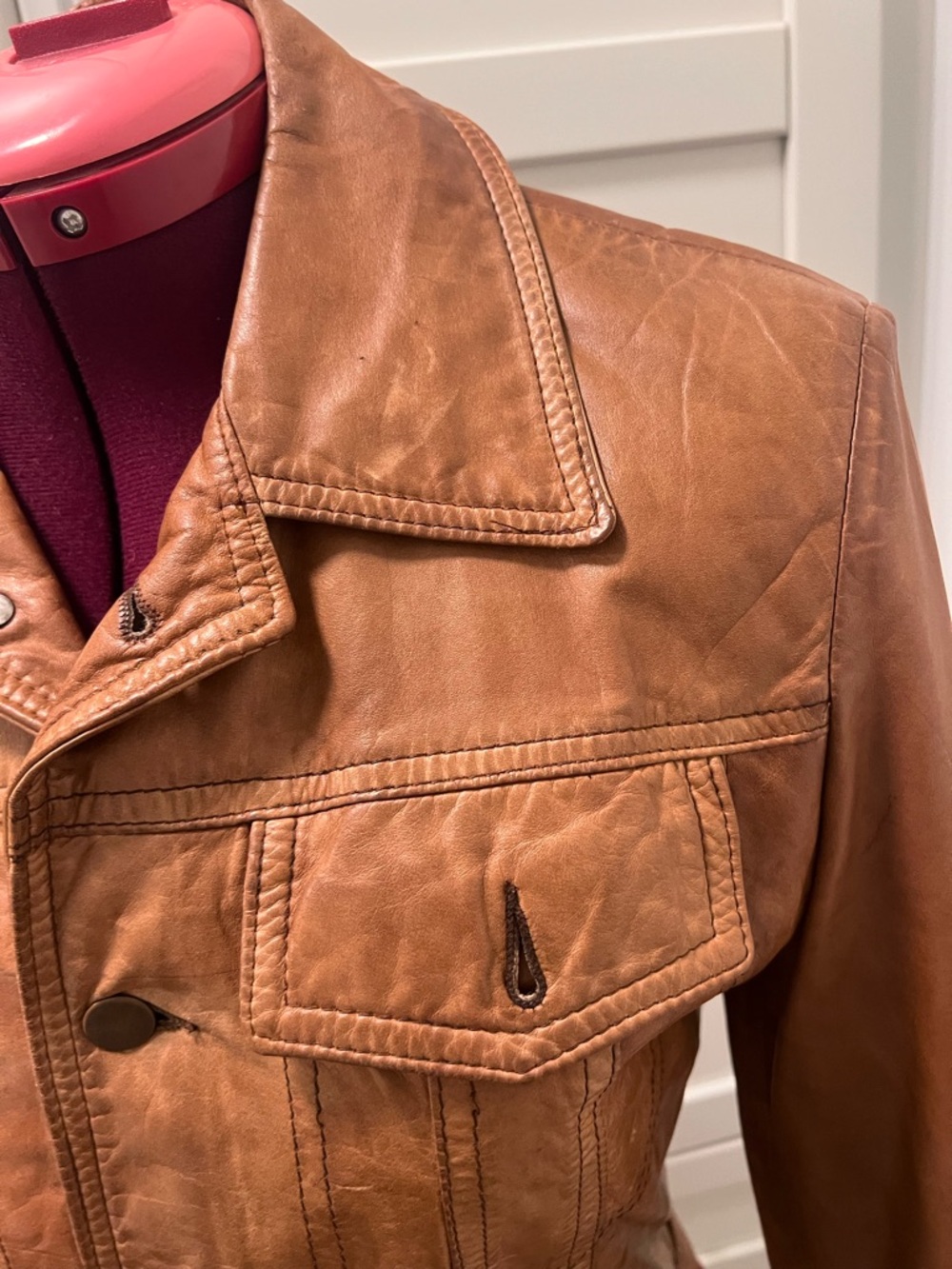 Vintage 1970s BLACK SHEEP 100% Genuine Leather Tailored Canada Moto Jacket Small - Picture 8 of 16